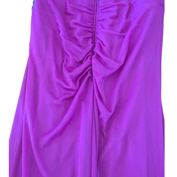 Cachet Y2K Magenta Evening Prom Long Strappy Gown rhinestone Beaded Accent Sz 2 - Picture 4 of 9